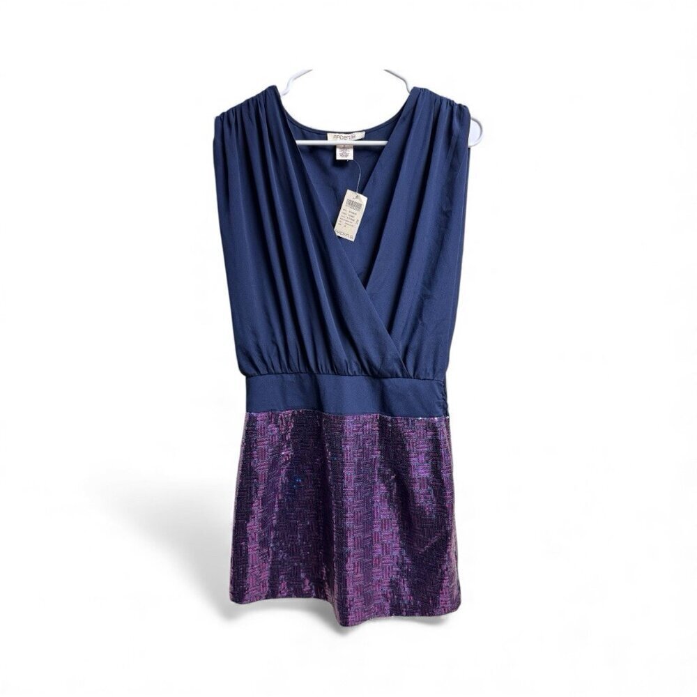 Arden B Navy Surplice Sequin Mini Dress NWT Size M Holiday Party Cocktail